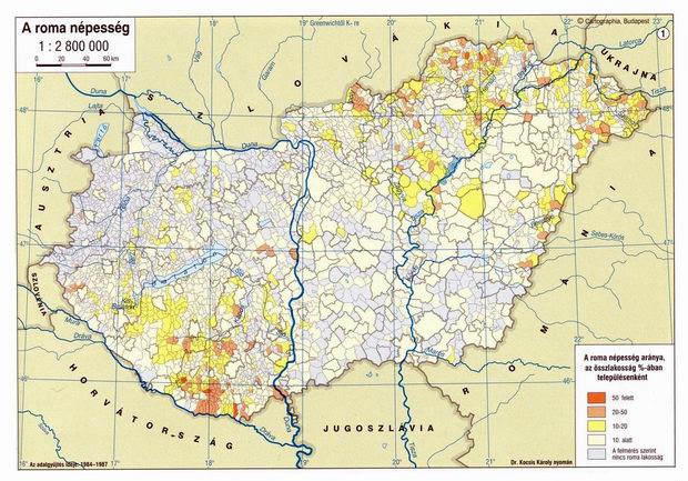 The Gipsies in the percentage of the population in 1987 The Gipsies in the percentage of the population in 1987