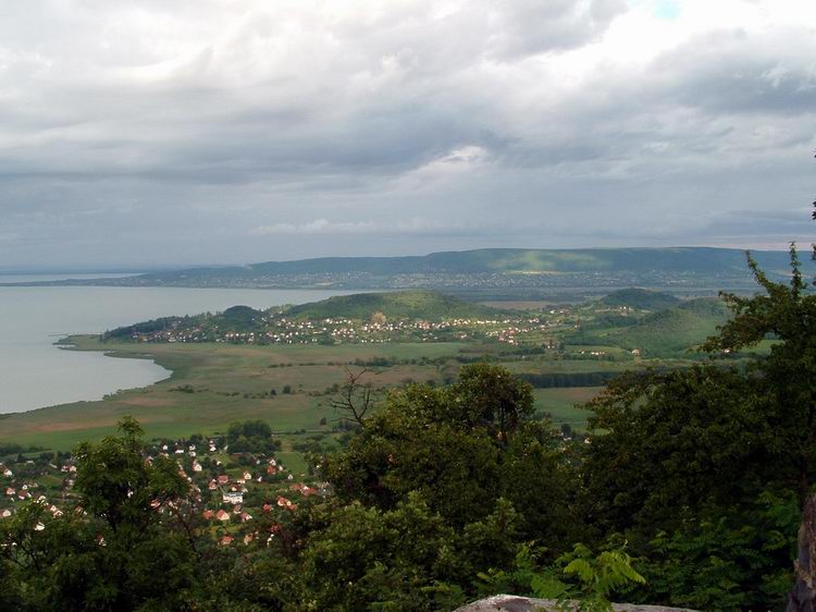 The view of Balaton Lake and the Hills of Szigliget from the cross