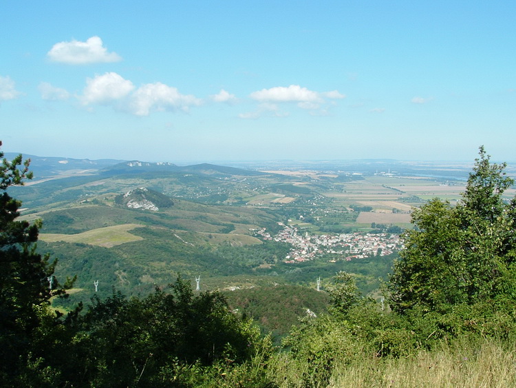 The view of Tokod village and the Hegyes-kő Hill from the top of Nagy-Gete Mountain