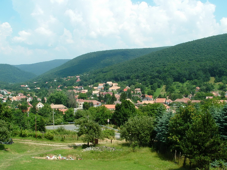 The view of Pilisszentlászló village from the Kis Rigó Restaurant