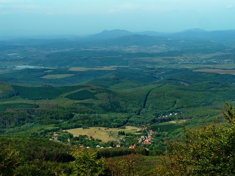View towards Mátraalmás village and the far Karancs Mountain