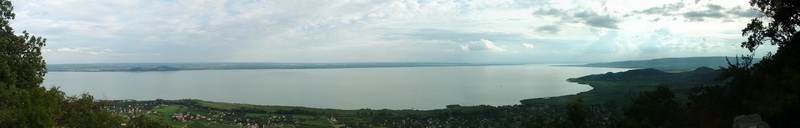Panoramic view from the Ranolder Cross (Badacsony Hill) to the Balaton Lake