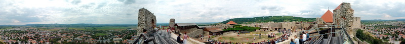 360-degree panorama from the walls of Castle of Sümeg to the castle yars and to the environs